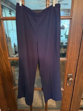 JG Hook Navy Blue Wide‎ Leg Dress Pants Side Zip Lined Trousers Womens 14